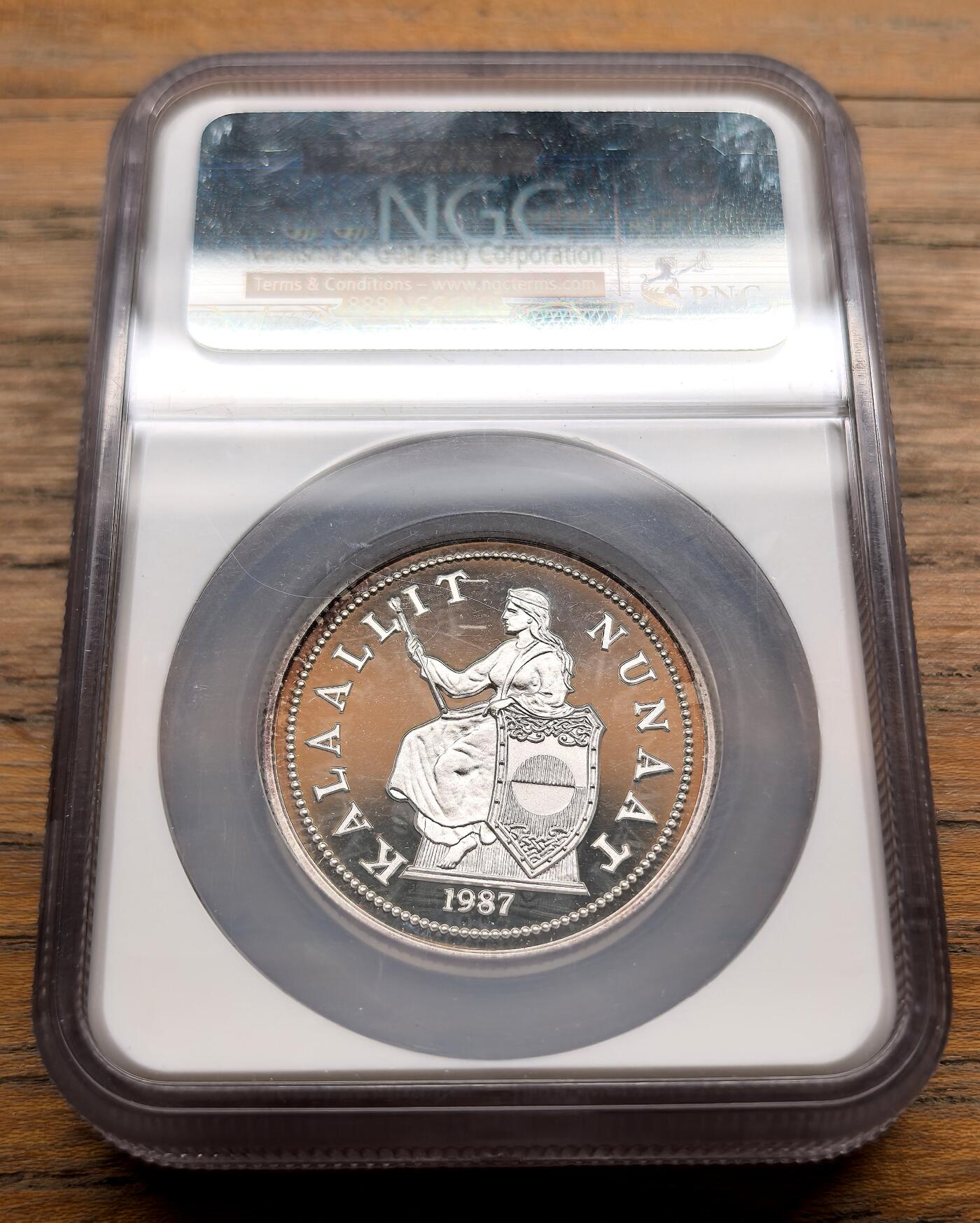 凡希社世界钱币微拍第三百十六期 1987格陵兰岛北极熊1Piaster加厚银币精铸NGC-PF68UC