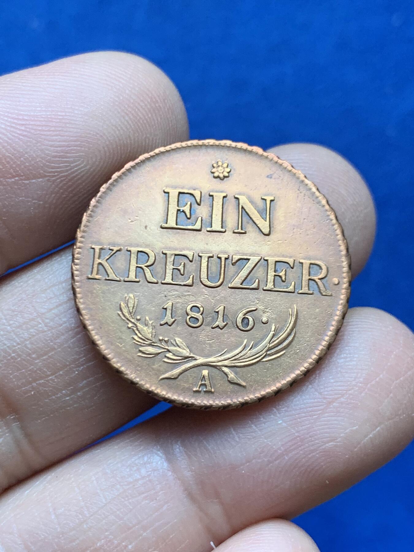 《竞宝斋》第453场 周日，周一 2场连拍 （全场包邮，欢迎送拍） 奥地利 1816年 1克洛泽