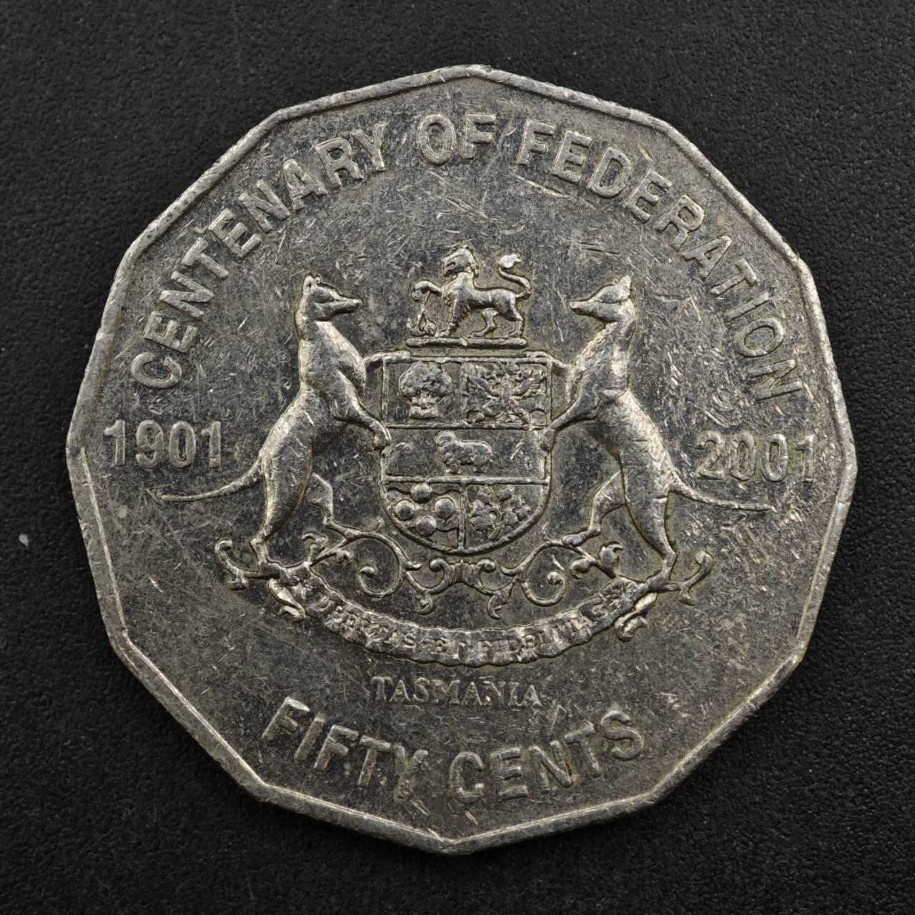 【淘币小摊】实时拍第八百三十七拍   散币银币场   满百包邮可预留二周 每周一统一发货   澳大利亚2001年塔斯马尼亚州币50分纪念币