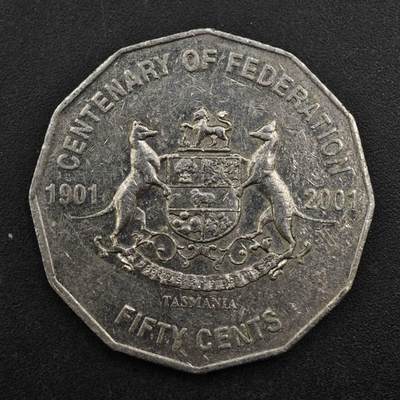 【淘币小摊】实时拍第八百三十七拍   散币银币场   满百包邮可预留二周 每周一统一发货   - 澳大利亚2001年塔斯马尼亚州币50分纪念币