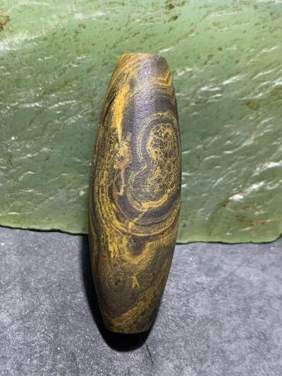 天然精美亚光九眼页岩8字天眼纹天珠一个 - 天然精美亚光九眼页岩8字天眼纹天珠一个