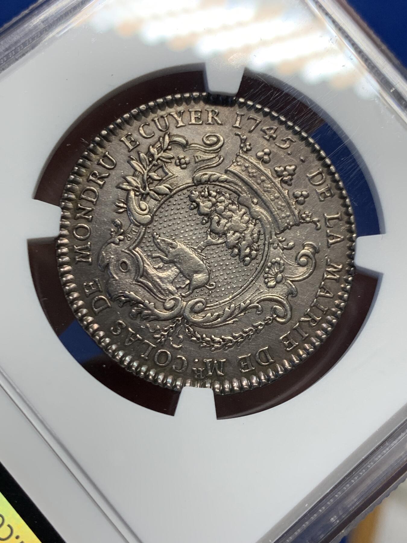 《竞宝斋》第453场 周日，周一 2场连拍 （全场包邮，欢迎送拍） NGC AUD 法国奥尔良市政厅银质代币