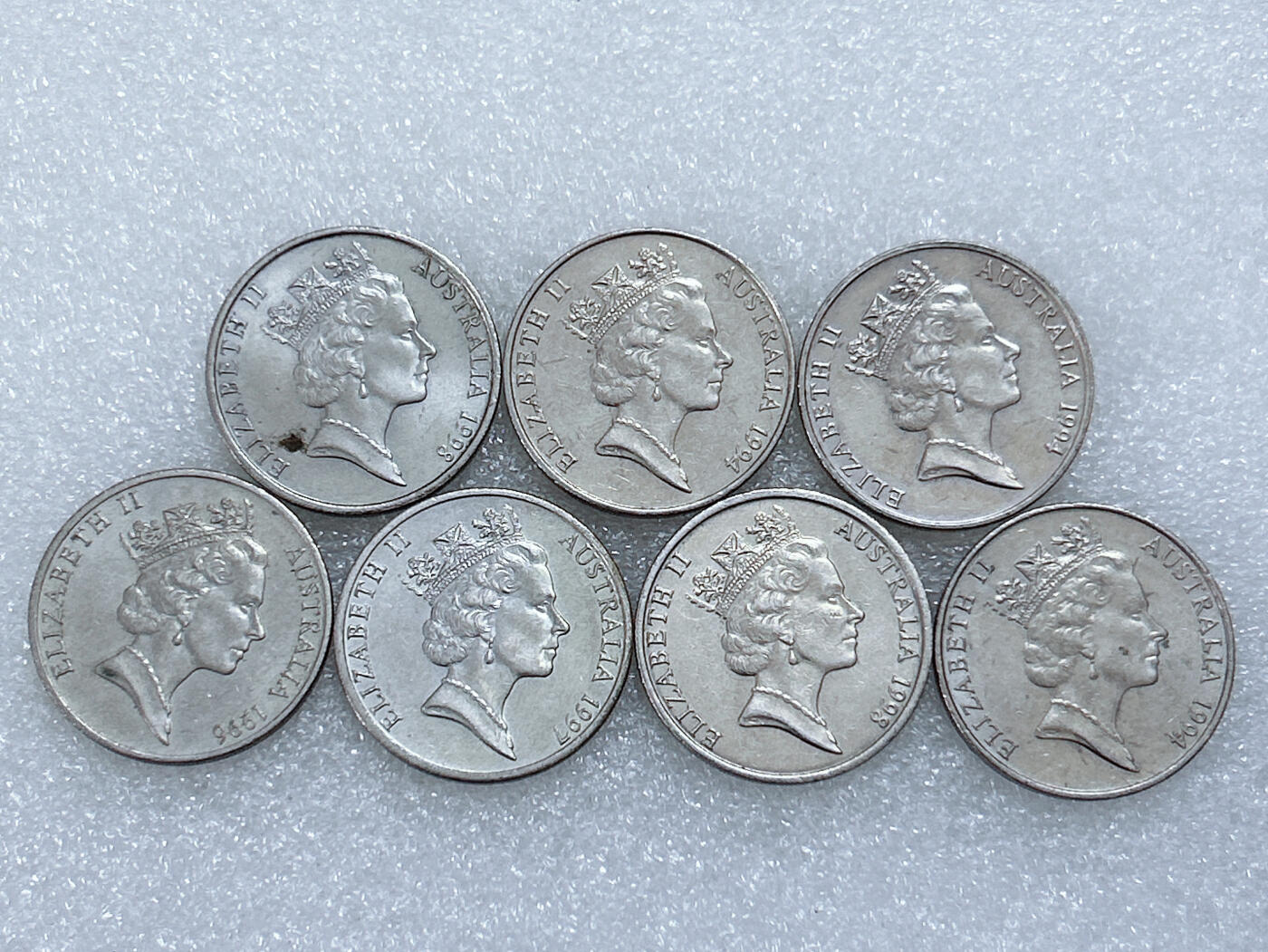 第一海外回流一元起拍收藏 散集专场  第284期 澳大利亚女王高冠版20分硬币 7枚 原光好品