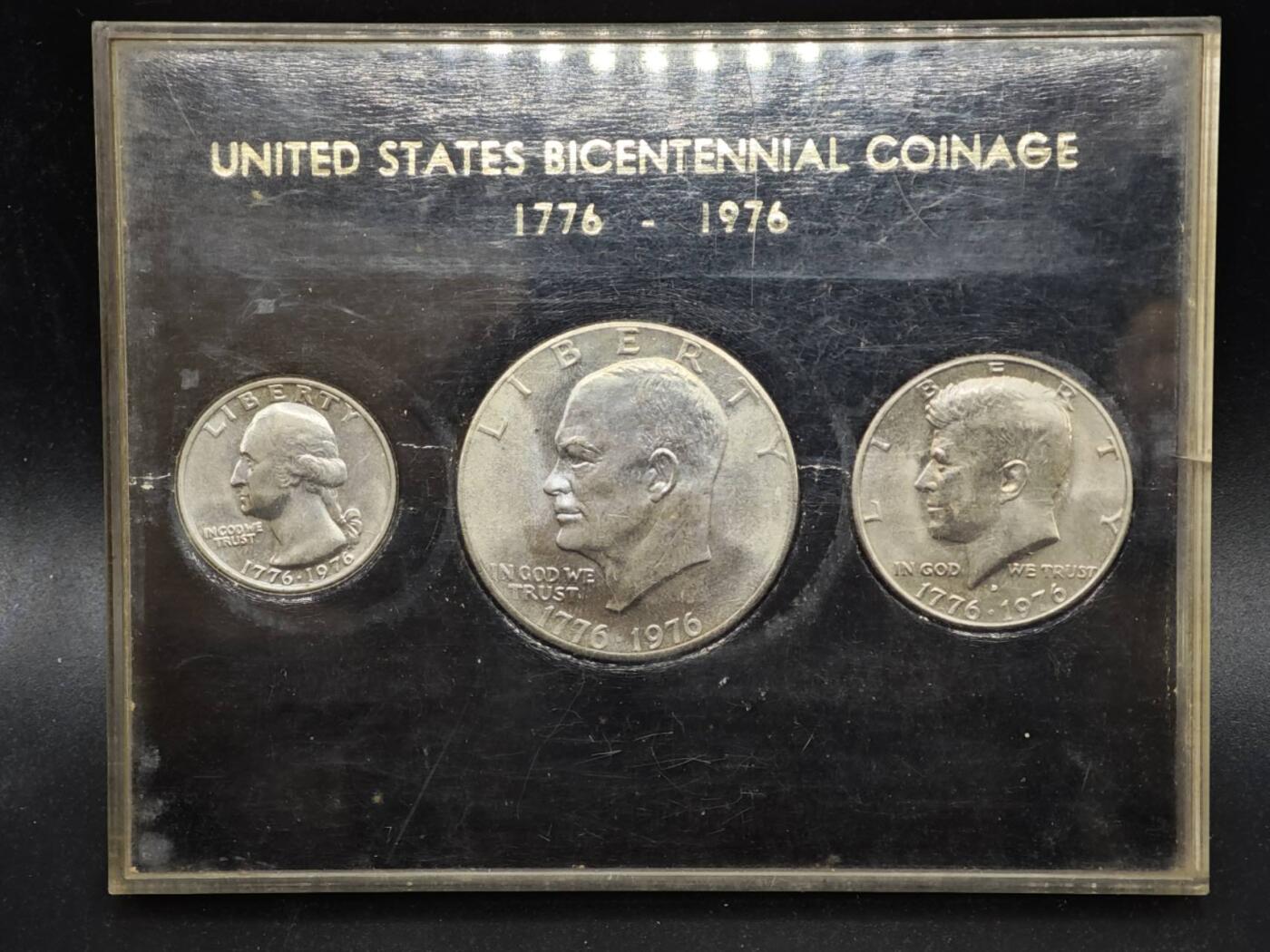 【淘币小摊】实时拍第八百三十七拍   散币银币场   满百包邮可预留二周 每周一统一发货   美国1976年建国200周年纪念币3枚套盒装