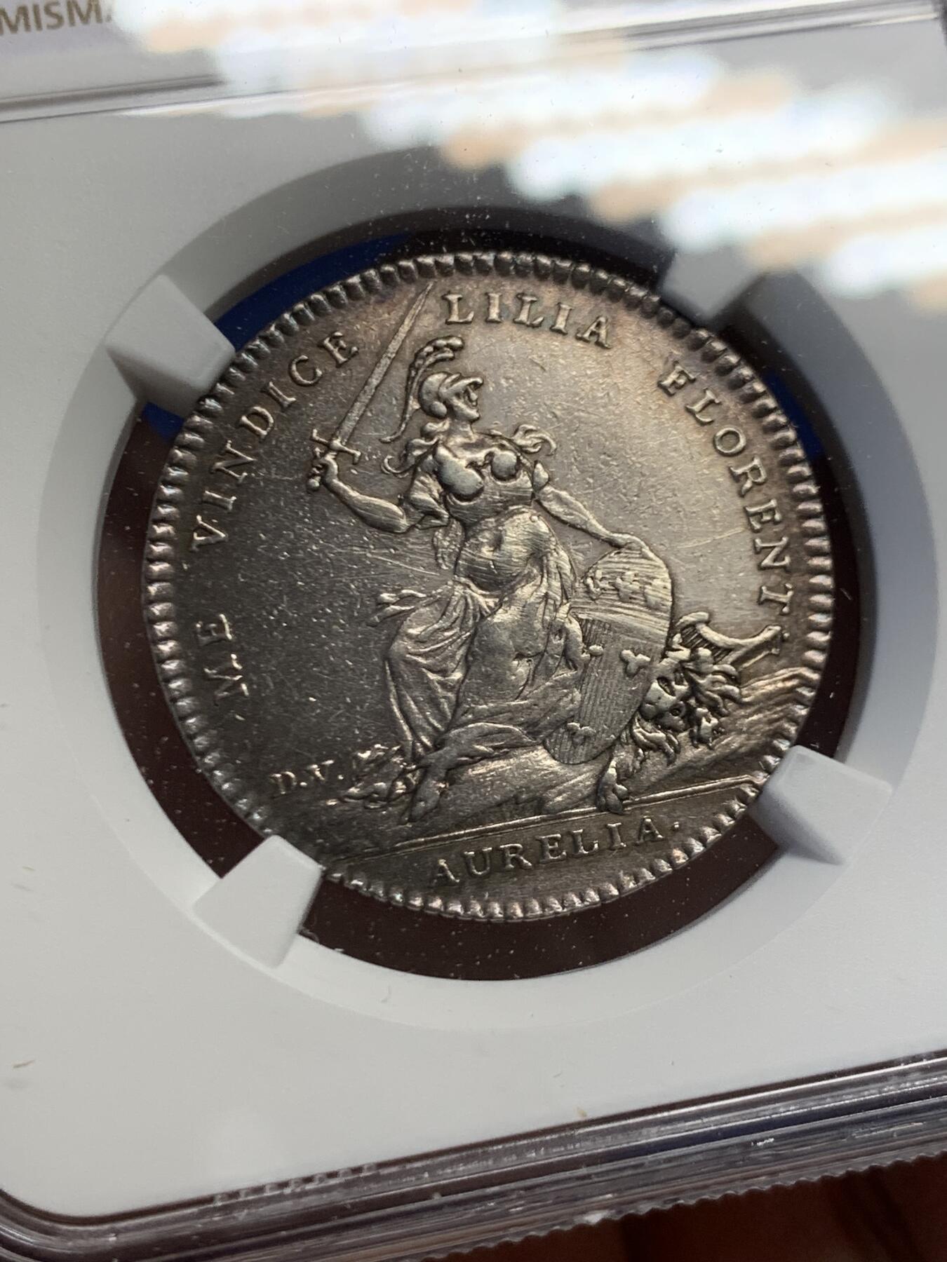 《竞宝斋》第453场 周日，周一 2场连拍 （全场包邮，欢迎送拍） NGC AUD 法国奥尔良市政厅银质代币