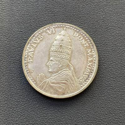 「木头集藏」章牌专场-第65场 - 梵蒂冈教皇保罗六世纪念铜章，直径：35mm，背面刻画 米开朗琪罗雕塑作品：圣殇，