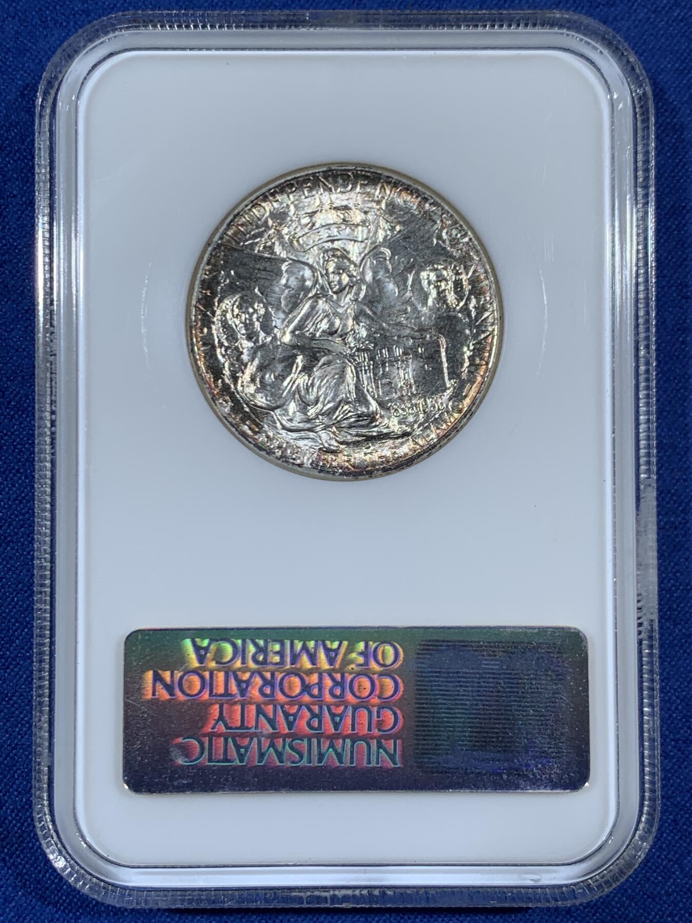 《竞宝斋》第453场 周日，周一 2场连拍 （全场包邮，欢迎送拍） NGC MS66 美国 1936年 50美分 银币，德克萨斯州，加厚老盒子评级，转光明显，非常养眼，值得收藏