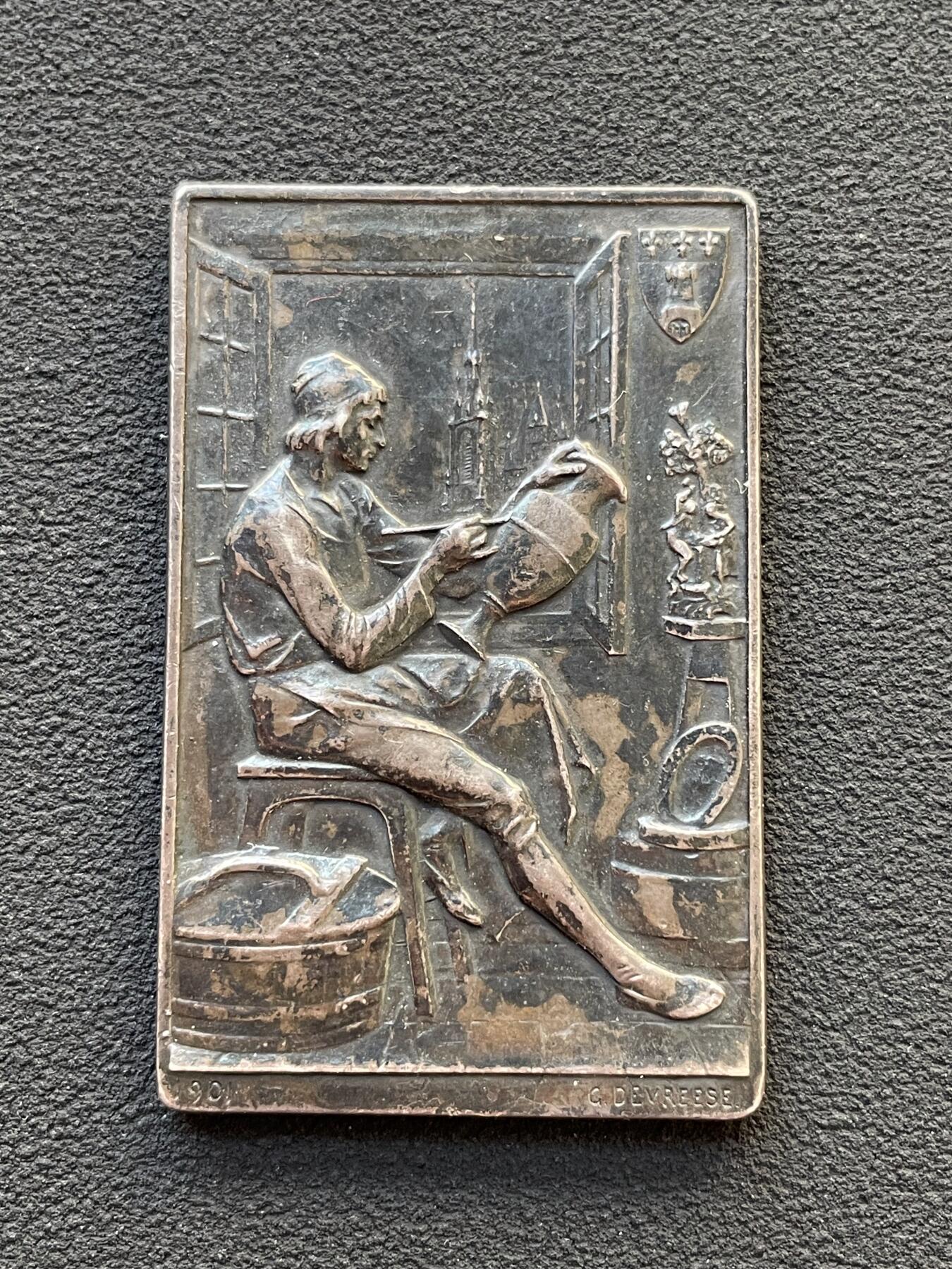 「木头集藏」章牌专场-第65场 G.Devreese～1903年比利时图尔奈市法律顾问纪念银章，尺寸：44×29mm，23.4g，较少见银章。