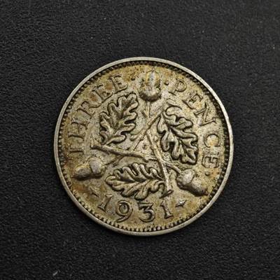 【淘币小摊】实时拍第八百三十七拍   散币银币场   满百包邮可预留二周 每周一统一发货   - 英国1931年乔治五世3便士银币