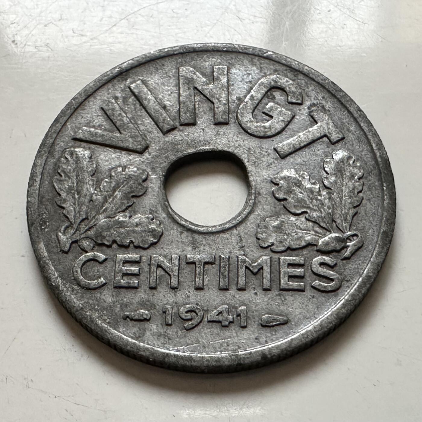 🌹外币初藏🌹🐯2026年第1场  每周二四六晚8️⃣点 接代拍 法国1941年维希政府20分 锌币