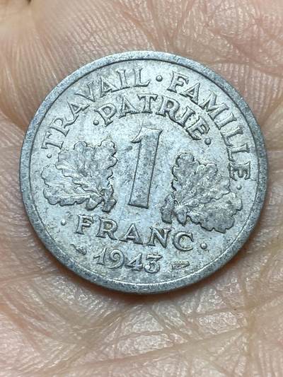 2026年第二场(总第一百七十一场）外国好品散币场(免佣金) - 法国1943年1法郎(维希傀儡政府时期，首发年仅发行2年)