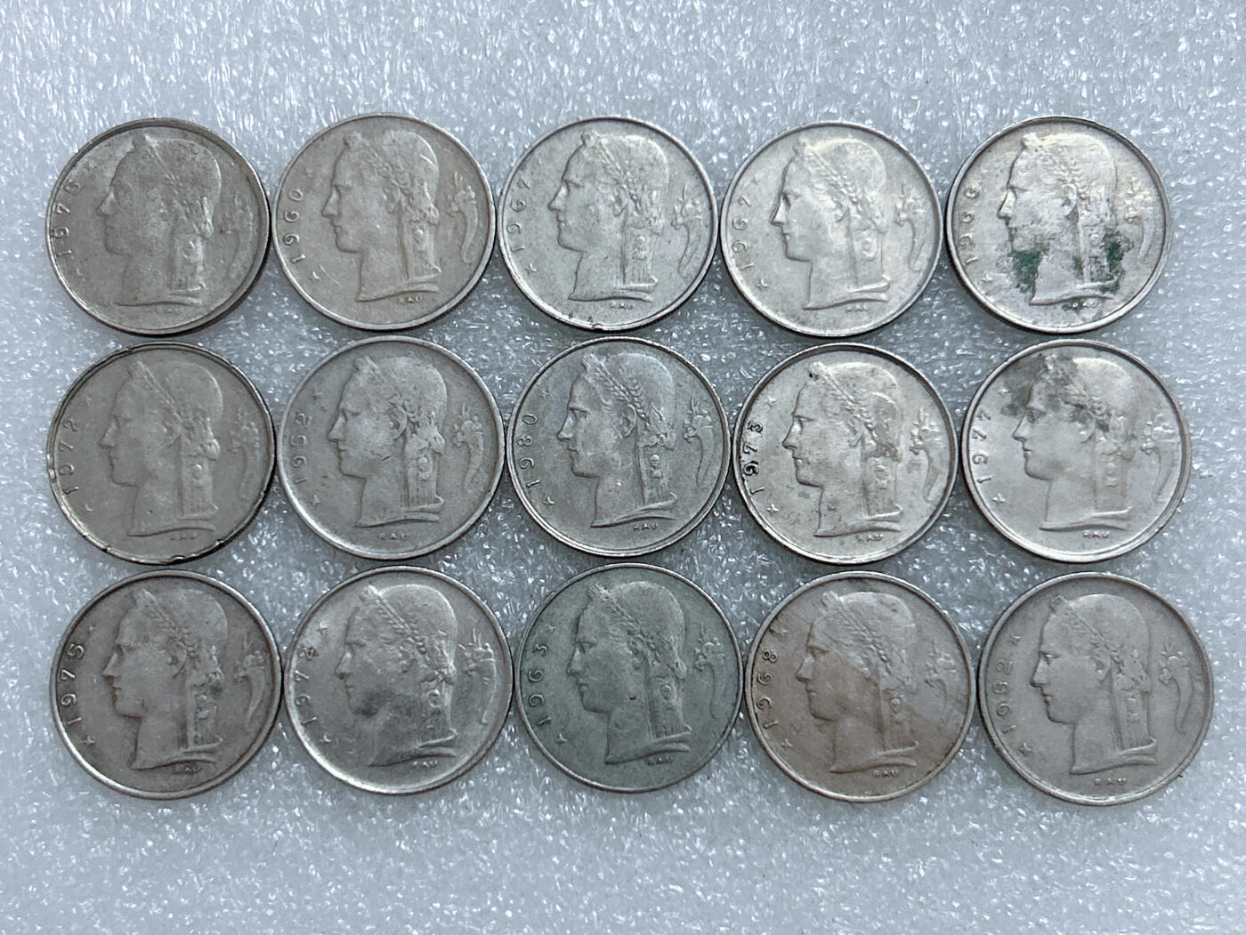 第一海外回流一元起拍收藏 散集专场  第285期 比利时1法郎硬币 15枚