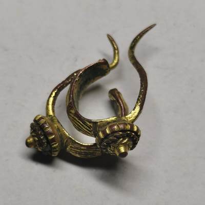 杂件专场92期 - 清末鎏金耳环一对