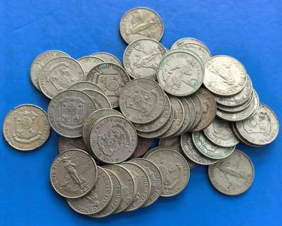 外国优质老铜币高银银币，周六九点倒数截拍，满百包邮，持续收拍 - 菲律宾60年代25分53个，272克