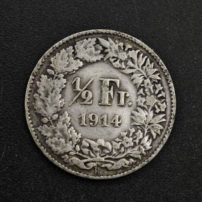 【淘币小摊】实时拍第八百三十八拍   散币银币场   满百包邮可预留二周 每周一统一发货   - 瑞士1914年1/2法郎银币