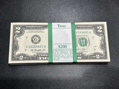 《外钞收藏家》第五百九十八期（2026年新年第一场）（本平台长期征集拍品、欢迎藏友们联系合作） - 2013年美国小头版2美元 标准100连号 全新UNC 高位无47 尾601