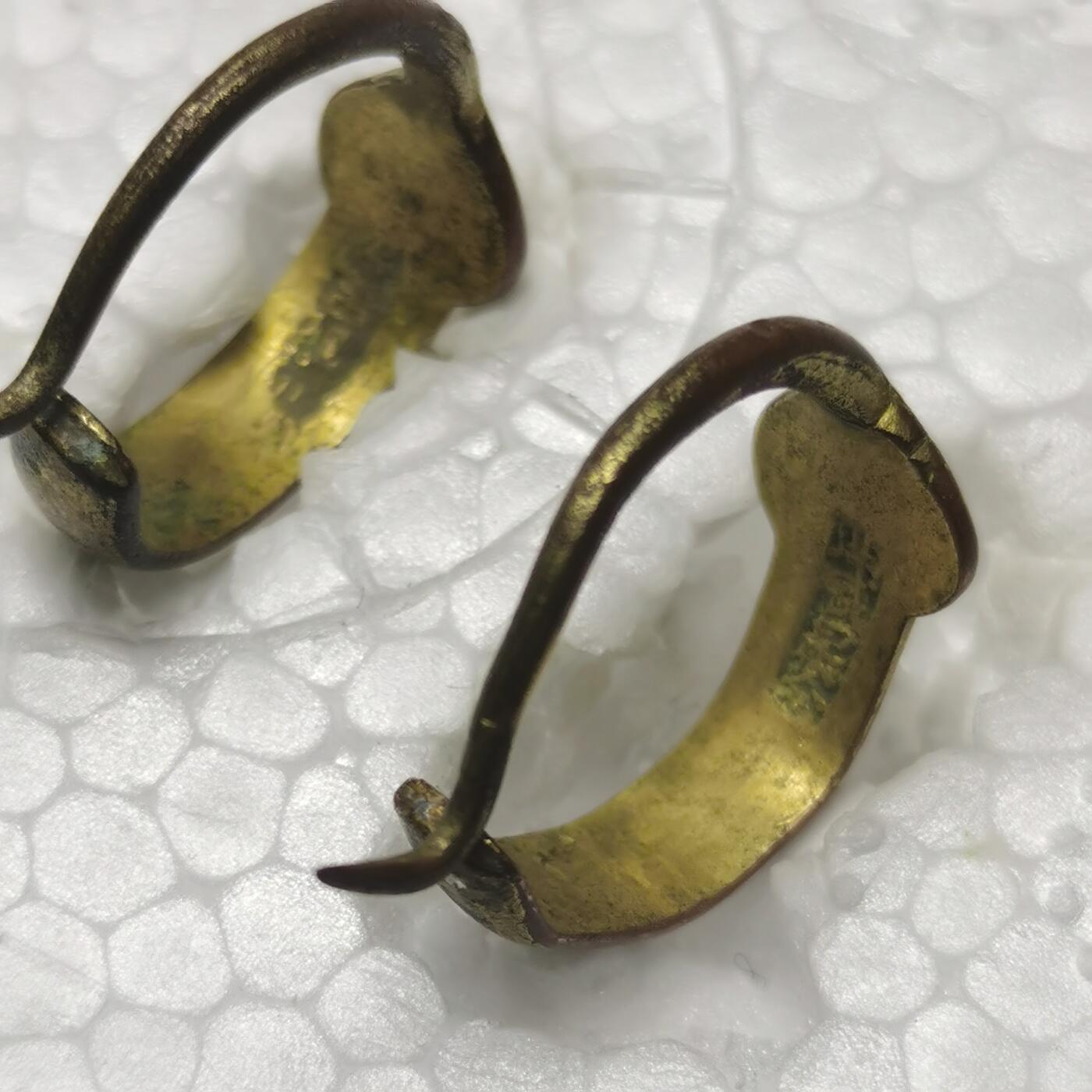 杂件专场92期 清末民国时期鎏金耳环一对，带款