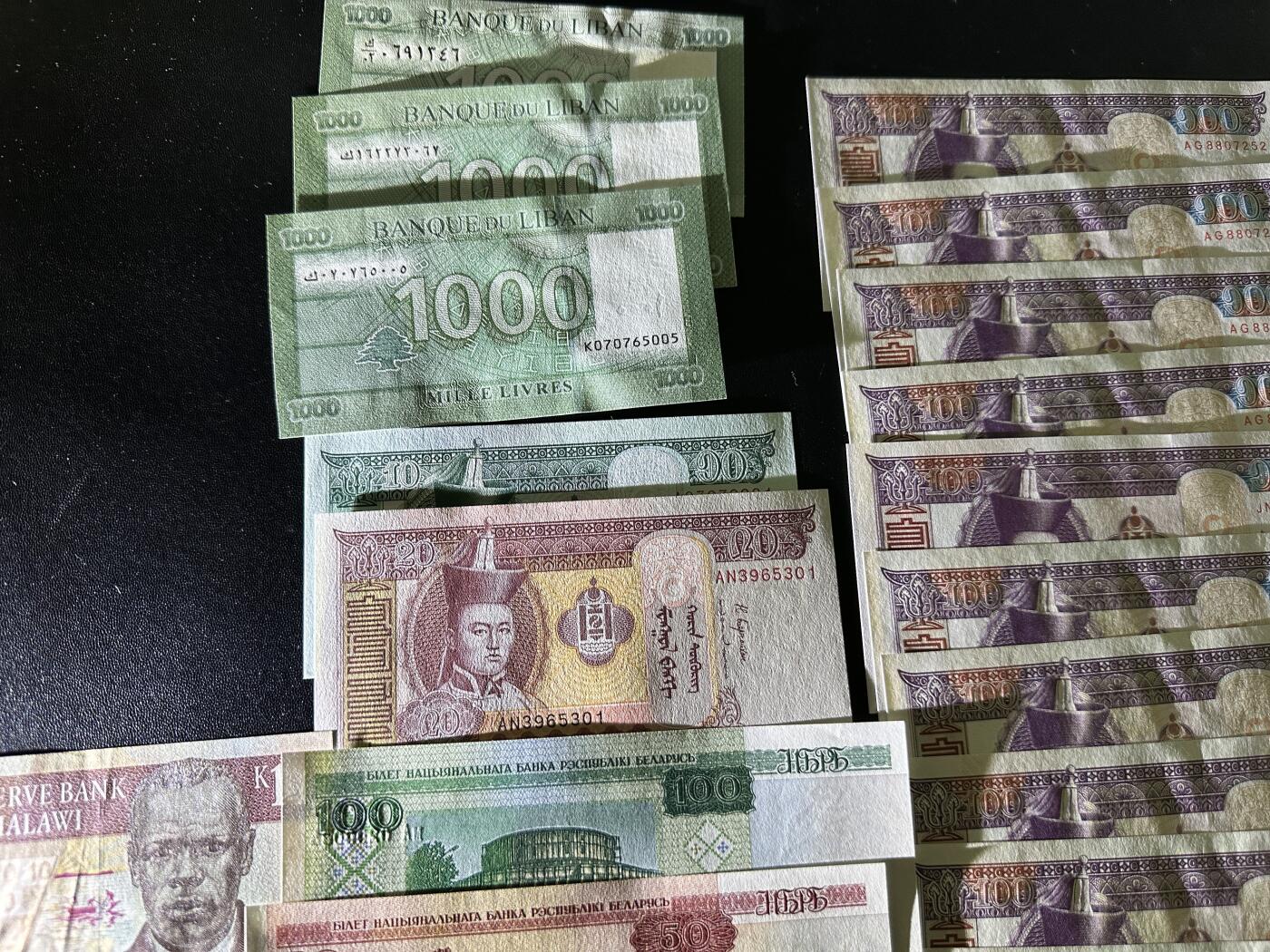 《外钞收藏家》第五百九十八期（2026年新年第一场）（本平台长期征集拍品、欢迎藏友们联系合作） 缅甸、蒙古、南苏丹、柬埔寨等几十张纸币一起 大部份全新 柬埔寨有几张非全新