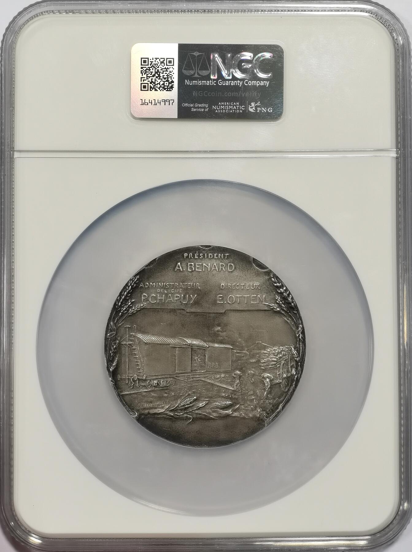 博洋堂“岁启嘉年”2026新年精品大拍专场暨第155期（全场包邮） NGC MS62 阿根廷1910年铁路开通纪念。58mm超大银章，背面是铁路开通路线及站台街景。