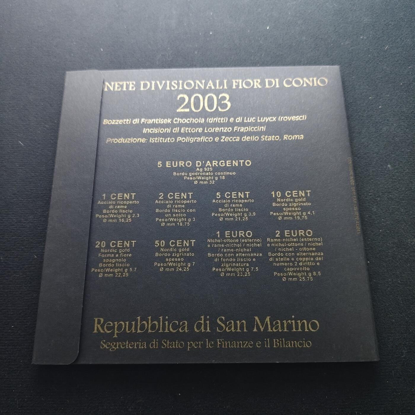 【全场包邮】纯粹捡漏拍491场（免费代拍第28场） 圣马力诺2003年官方封装套币-含5欧元独立宽容自由（32毫米18克）纪念银币