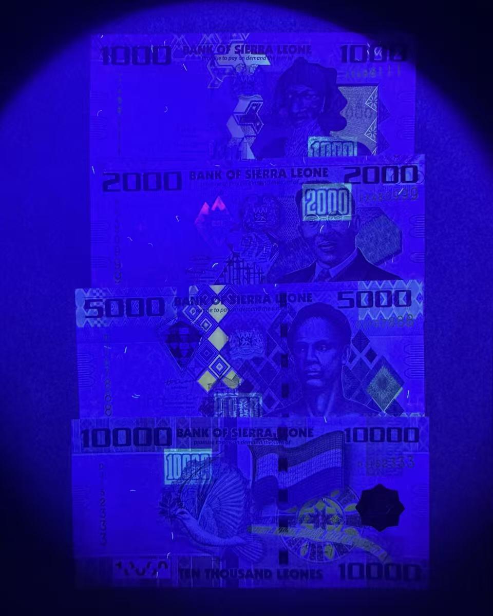 【Blue Auction】世界纸币精拍第770期——18级TOP拍卖/信誉/品质/专业/高效💫 【一组4张均豹子号 含无47】塞拉利昂 1000-10000 Leones 全新UNC