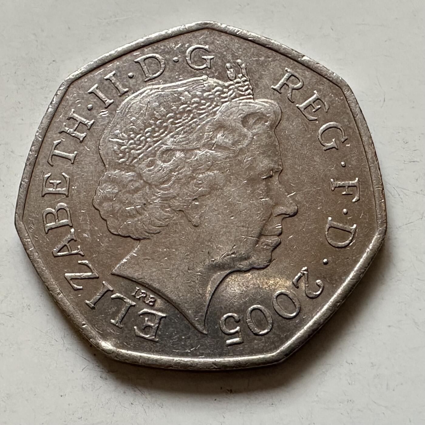 🌹外币初藏🌹🐯2026年第1场  每周二四六晚8️⃣点 接代拍 英国2005年50便士纪念币 a