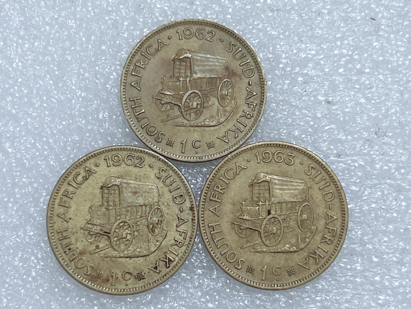 第一海外回流一元起拍收藏 散集专场  第285期 南非1962/63年吕贝克总统1分黄铜币 3枚