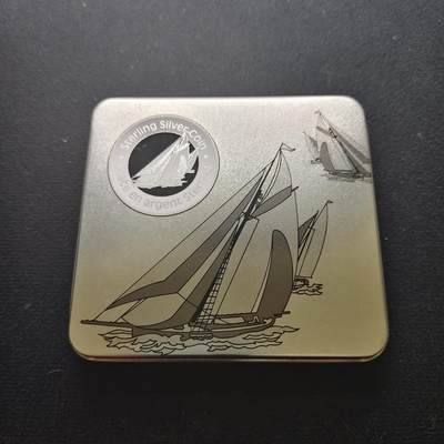 【全场包邮】纯粹捡漏拍491场（免费代拍第28场） - 加拿大1999年50分首届美加帆船赛精制（27.13毫米11.66克）纪念银币-盒证全