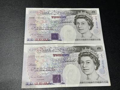 《外钞收藏家》第五百九十八期（2026年新年第一场）（本平台长期征集拍品、欢迎藏友们联系合作） - 英国E序列20镑 2张一起 非全新 品相如图