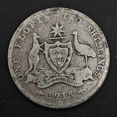 【淘币小摊】实时拍第八百三十八拍   散币银币场   满百包邮可预留二周 每周一统一发货   - 澳大利亚1918年乔治五世弗洛林银币参考银价208