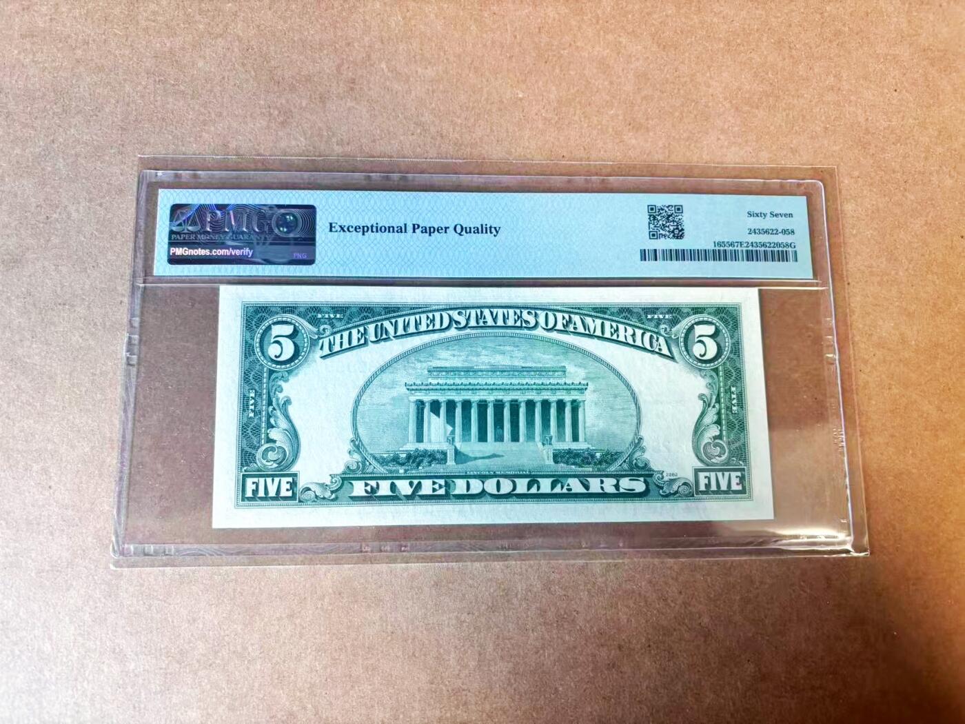 【Blue Auction】世界纸币精拍第770期——18级TOP拍卖/信誉/品质/专业/高效💫 【无47】美国 1953年5美金 银币券 PMG67EPQ 