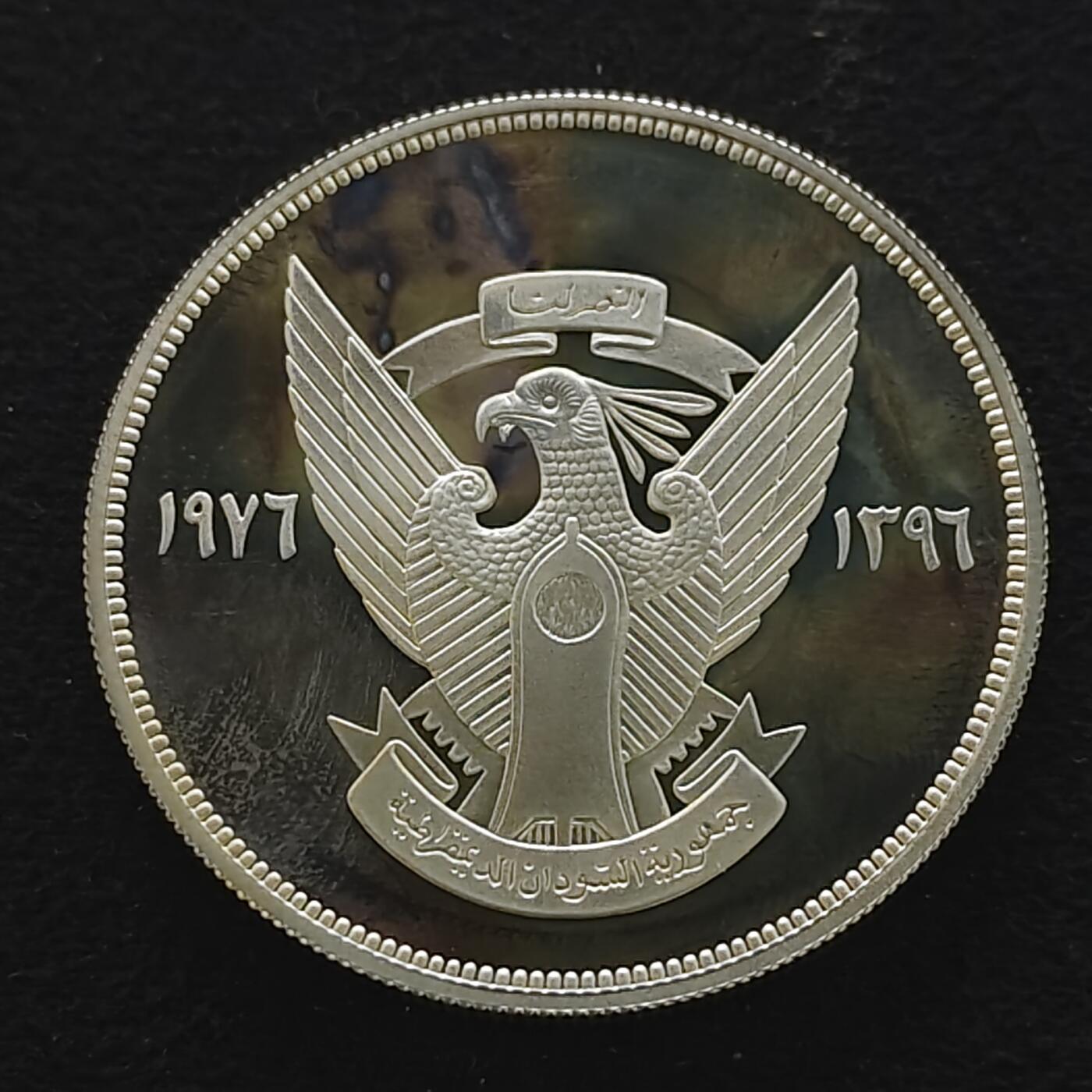 【全场包邮】纯粹捡漏拍491场（免费代拍第28场） 【少见】苏丹1976年5镑WWF组织十五周年河马超大精制（42毫米35克）纪念银币-量5393