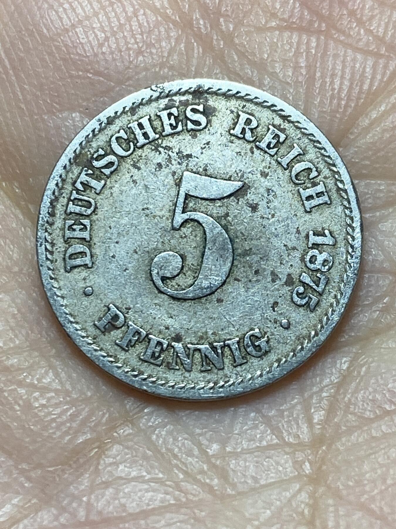 2026年第二场(总第一百七十一场）外国好品散币场(免佣金) 稀少版本–德意志帝国1875年5芬尼(威廉一世时期，C标法兰克福造)