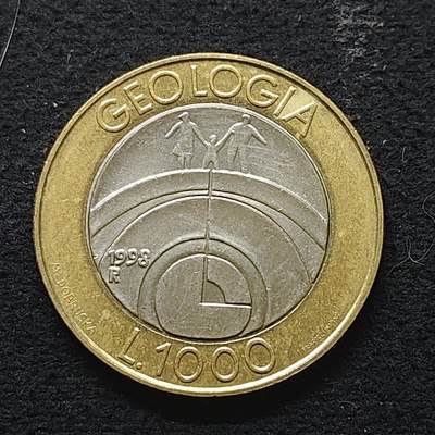 【全场包邮】纯粹捡漏拍490场（免费代拍第27场） - 圣马力诺1998年1000里拉火种系列双色纪念币-地质学