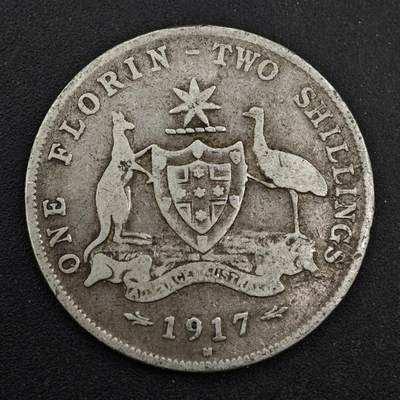 【淘币小摊】实时拍第八百三十八拍   散币银币场   满百包邮可预留二周 每周一统一发货   - 澳大利亚1917年乔治五世弗洛林银币参考银价208