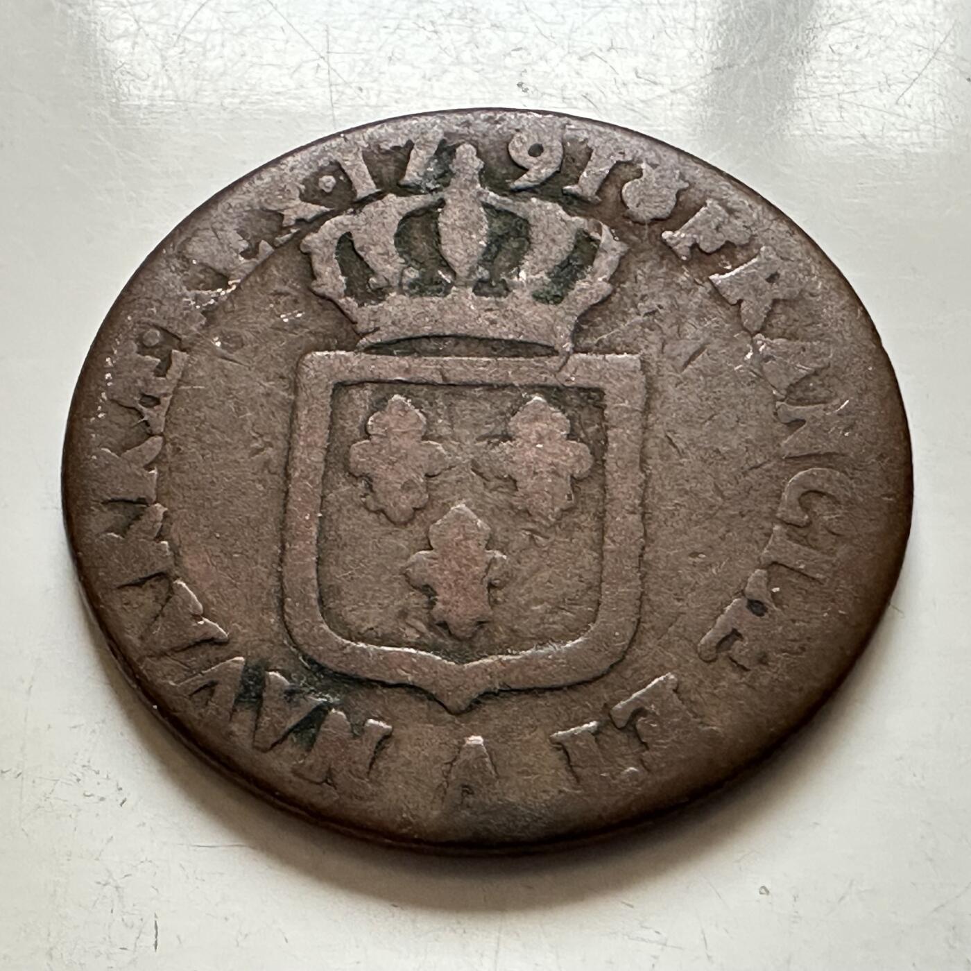 🌹外币初藏🌹🐯2026年第1场  每周二四六晚8️⃣点 接代拍 法国1791年路易十六 一索尔铜币 29毫米