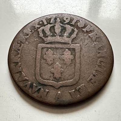 🌹外币初藏🌹🐯2026年第1场  每周二四六晚8️⃣点 接代拍 法国1791年路易十六 一索尔铜币 29毫米