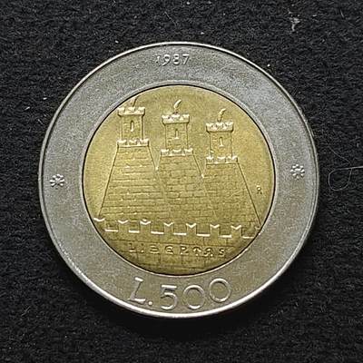 【全场包邮】纯粹捡漏拍490场（免费代拍第27场） - 圣马力诺1987年500里拉三塔双色币