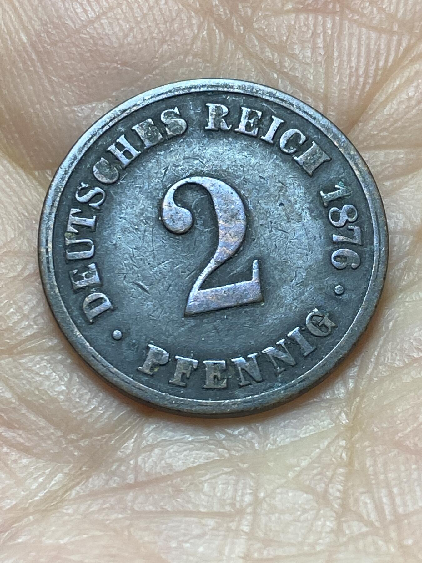 2026年第二场(总第一百七十一场）外国好品散币场(免佣金) 稀少版别–德意志帝国1876年2芬尼(威廉一世时期，B标汉诺威造)