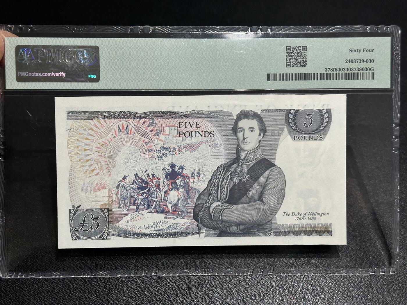 《外钞收藏家》第五百九十八期（2026年新年第一场）（本平台长期征集拍品、欢迎藏友们联系合作） 1988-91年英国D序列5镑 PMG64 倒置号 百位号618