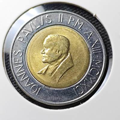 KK钱币收藏小铺 《套币 好品/批量散币专场》  2月预留时间 周末发货 -  梵蒂冈500里拉双色币 好品