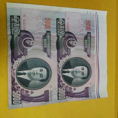 PCAI钱币   1-689  银币纸币小专场 - 朝鲜老版五千双连带边