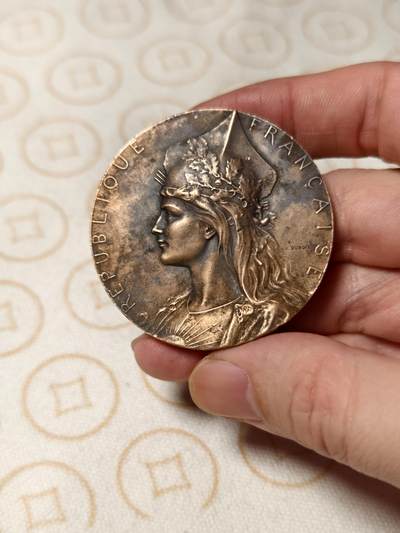 抚柳草堂-第五期章牌钱币（元旦欢庆场） 奖章勋章限时免佣 满百包邮 放漏专场 -  19世纪末-20世纪初法国第33步兵团射击竞赛大铜章 大师亨利杜布瓦作品  大尺寸50mm 重53.4g正面尖帽玛丽安娜女神浮雕非常漂亮