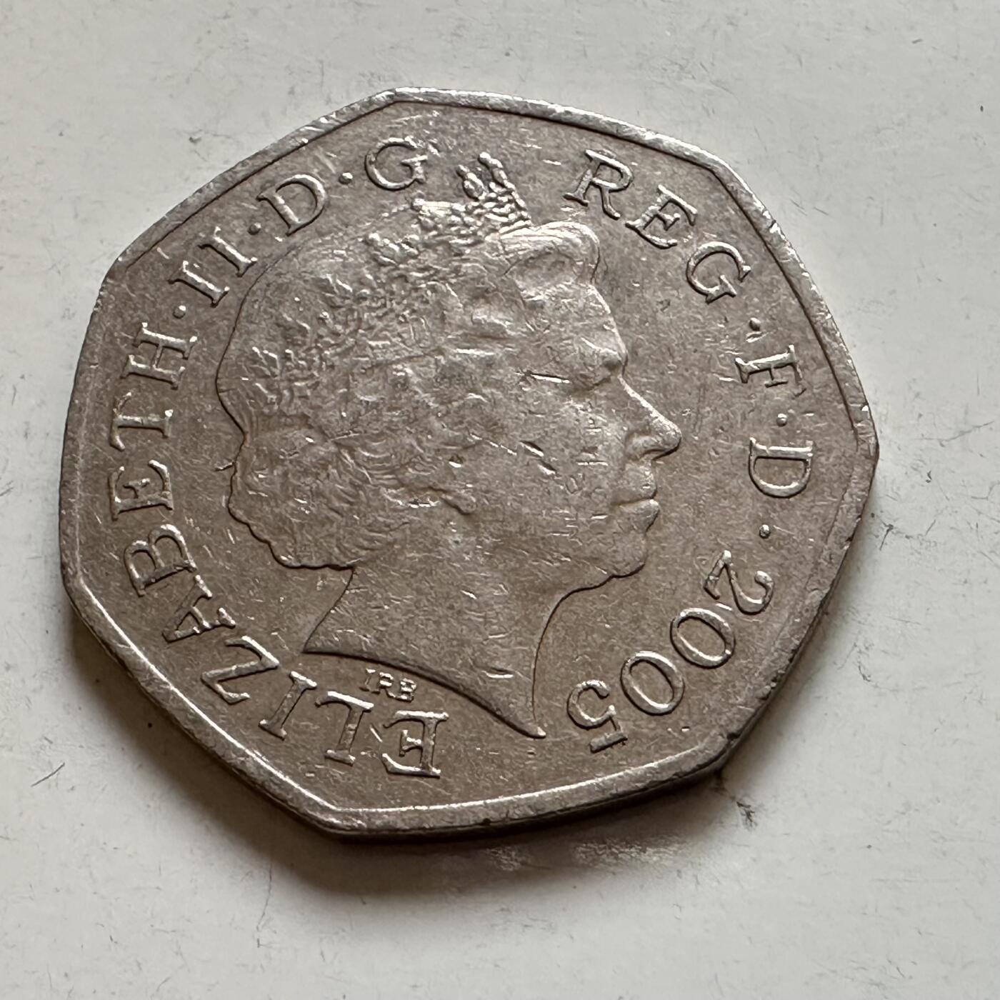 🌹外币初藏🌹🐯2026年第1场  每周二四六晚8️⃣点 接代拍 英国2005年50便士纪念币 b