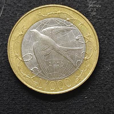 【全场包邮】纯粹捡漏拍490场（免费代拍第27场） - 圣马力诺2000年1000里拉火种系列双色币-千禧