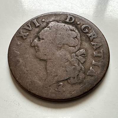 🌹外币初藏🌹🐯2026年第1场  每周二四六晚8️⃣点 接代拍 - 法国1791年路易十六 一索尔铜币 29毫米