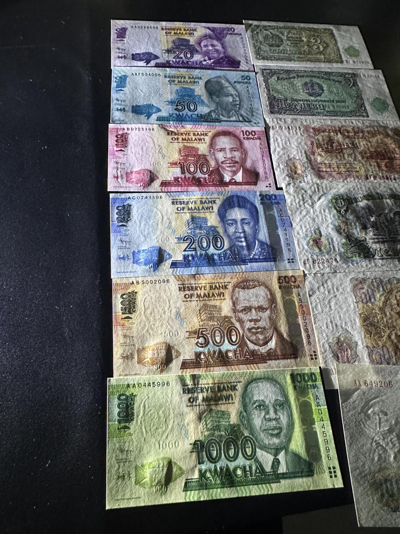 《外钞收藏家》第五百九十八期（2026年新年第一场）（本平台长期征集拍品、欢迎藏友们联系合作） 马拉维6张全新+保加利亚6张有黄斑 品相如图