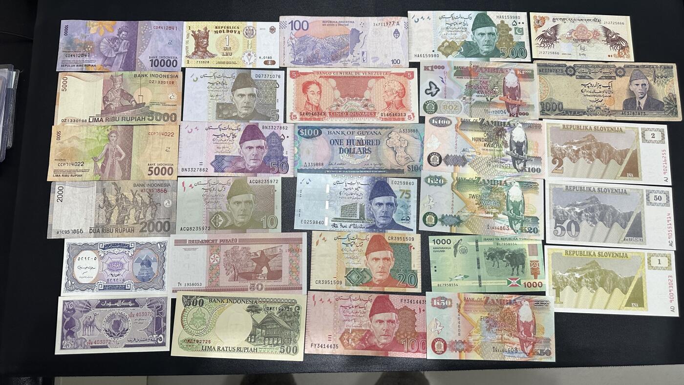 《外钞收藏家》第五百九十八期（2026年新年第一场）（本平台长期征集拍品、欢迎藏友们联系合作） 印尼、巴基斯坦、坦桑尼亚等几十张一起 有新有旧 品相如图