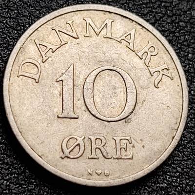 泉币菌-第157场-跨年欢乐场（特修改截拍时间为23:30分） - 爱心币 皇冠王冠 丹麦1953 年10欧尔銅镍硬币 18毫米 3克