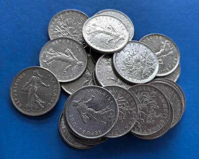 外国优质老铜币高银银币，周六九点倒数截拍，满百包邮，持续收拍 - 法国播种女神5法郎25个，252克